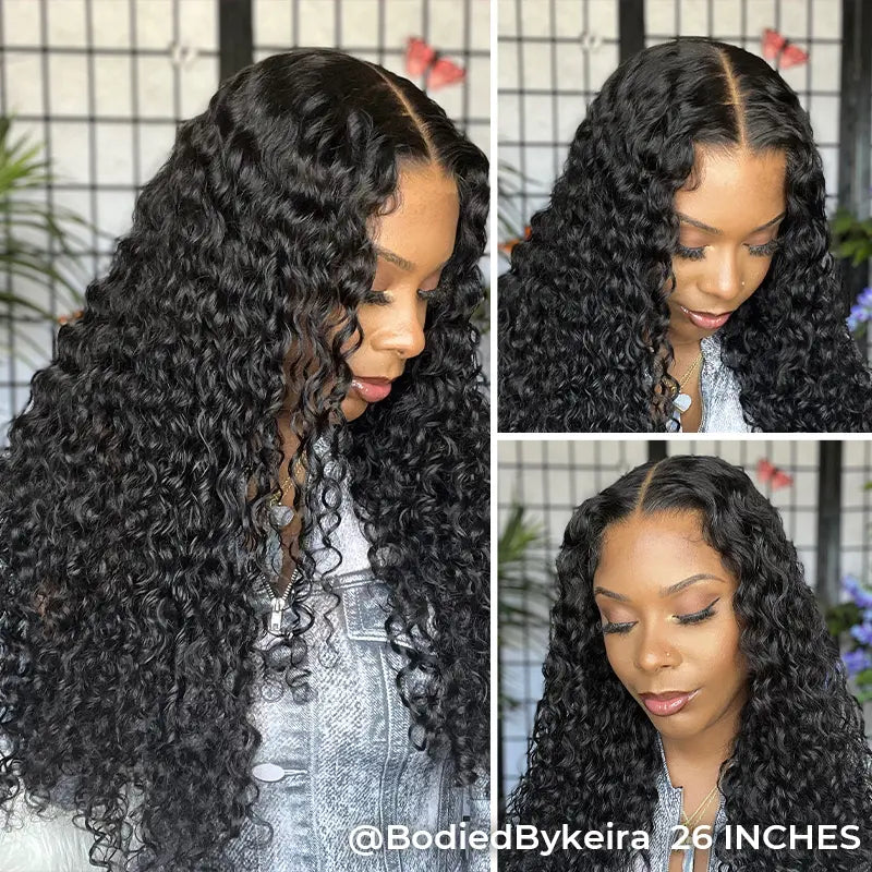 9x6 M‑Cap Wear Go Water Wave Human Hair Wig, Pre‑Bleached Tiny Knots Pre‑Plucked HD Lace Glueless Wig Medium Cap Size