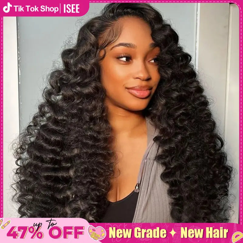 Loose Curly Glueless Drawstring Human Hair Half Wig, Flip‑Over Invisible Hairline for Beginners