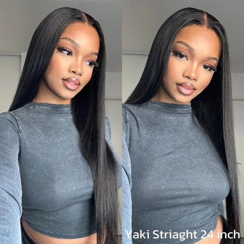 250% Density Wear‑Go 9*6 M‑Cap Straight Glueless Human Hair Wigs, HD Lace Front Wig 180% & 250% Density Pre‑Plucked Tiny Knots Yaki Straight Beginner Friendly With Adjustable Red Elastic Band