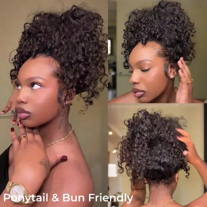 Water Wave Wear Go Half Wig Glueless Human Hair Wig, Invisible Hairline Seamless Flip Over Wig, Beginner‑Friendly No Leave‑Out Summer Budget Wig Beach Essentials