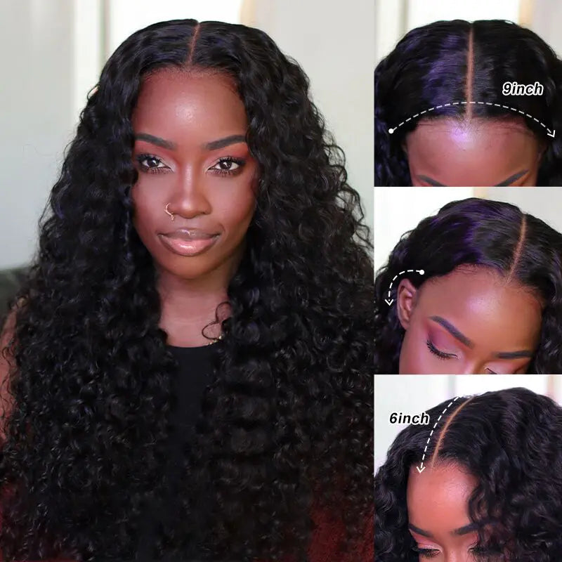9x6 M‑Cap Wear Go Water Wave Human Hair Wig, Pre‑Bleached Tiny Knots Pre‑Plucked HD Lace Glueless Wig Medium Cap Size