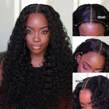 9x6 M‑Cap Wear Go Water Wave Human Hair Wig, Pre‑Bleached Tiny Knots Pre‑Plucked HD Lace Glueless Wig Medium Cap Size