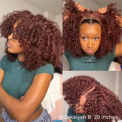Wear‑Go Kinky Curly Glueless Human Hair Wigs, 6*4 HD Lace Front Wig Pre‑Plucked Tiny Knots Curly Glueless Wig for Beginners
