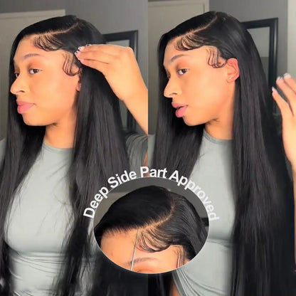 250% Density Wear‑Go 9*6 M‑Cap Straight Glueless Human Hair Wigs, HD Lace Front Wig 180% & 250% Density Pre‑Plucked Tiny Knots Yaki Straight Beginner Friendly With Adjustable Red Elastic Band