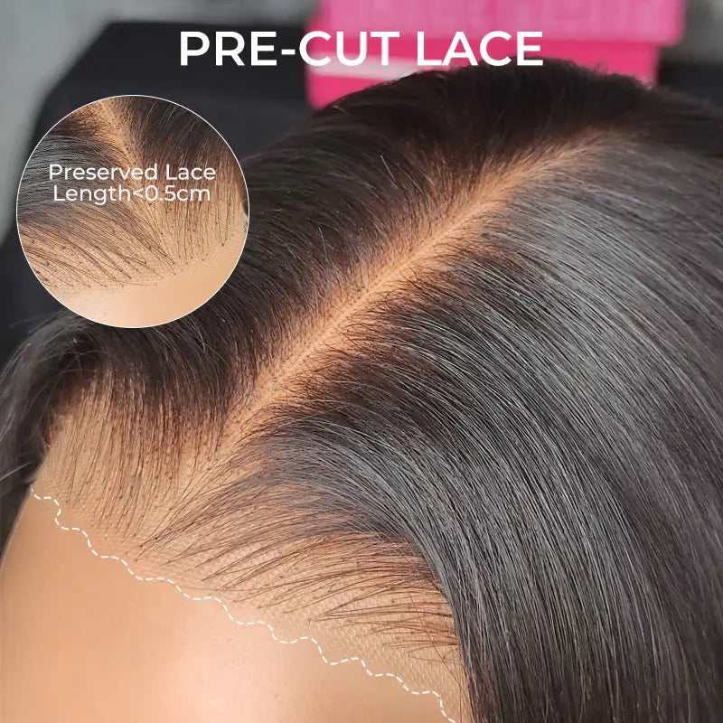 250% Density Wear‑Go 9*6 M‑Cap Straight Glueless Human Hair Wigs, HD Lace Front Wig 180% & 250% Density Pre‑Plucked Tiny Knots Yaki Straight Beginner Friendly With Adjustable Red Elastic Band