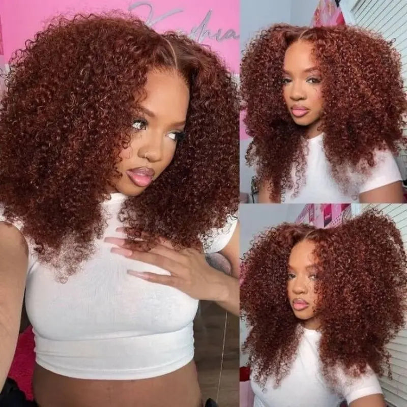 Wear‑Go Kinky Curly Glueless Human Hair Wigs, 6*4 HD Lace Front Wig Pre‑Plucked Tiny Knots Curly Glueless Wig for Beginners