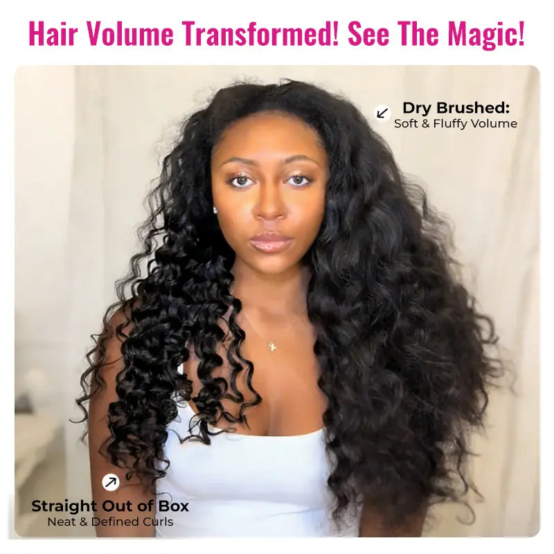 Loose Curly Glueless Drawstring Human Hair Half Wig, Flip‑Over Invisible Hairline for Beginners