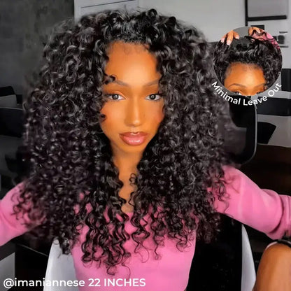 Water Wave Wear Go Half Wig Glueless Human Hair Wig, Invisible Hairline Seamless Flip Over Wig, Beginner‑Friendly No Leave‑Out Summer Budget Wig Beach Essentials