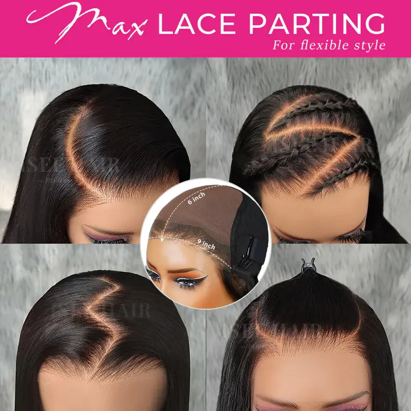 250% Density Wear‑Go 9*6 M‑Cap Straight Glueless Human Hair Wigs, HD Lace Front Wig 180% & 250% Density Pre‑Plucked Tiny Knots Yaki Straight Beginner Friendly With Adjustable Red Elastic Band
