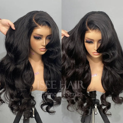 M‑Cap Human Hair Lace Front Wig, Face‑Framing Layered Body Wave With Curtain Bangs, 9x6 Wear‑Go Glueless Frontal Wig, Pre‑Cut HD Lace, Mini Knots for Vacation Hairstyles