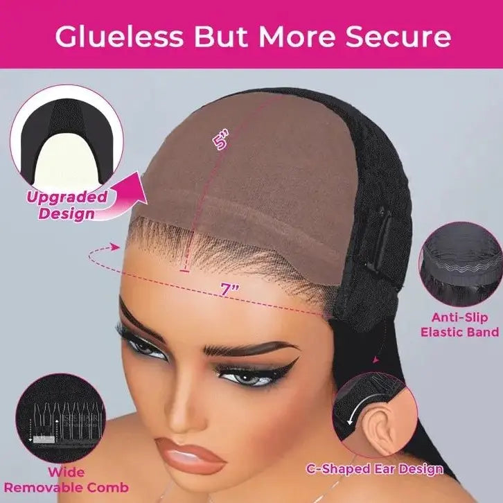 Wear‑Go Kinky Curly Glueless Human Hair Wigs, 6*4 HD Lace Front Wig Pre‑Plucked Tiny Knots Curly Glueless Wig for Beginners