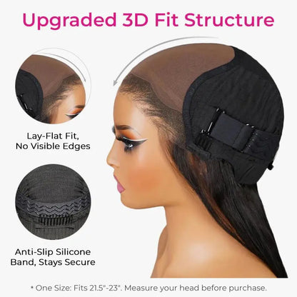 250% Density Wear‑Go 9*6 M‑Cap Straight Glueless Human Hair Wigs, HD Lace Front Wig 180% & 250% Density Pre‑Plucked Tiny Knots Yaki Straight Beginner Friendly With Adjustable Red Elastic Band