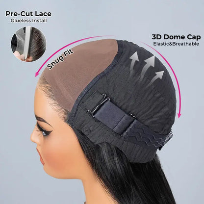 Wear‑Go Kinky Curly Glueless Human Hair Wigs, 6*4 HD Lace Front Wig Pre‑Plucked Tiny Knots Curly Glueless Wig for Beginners