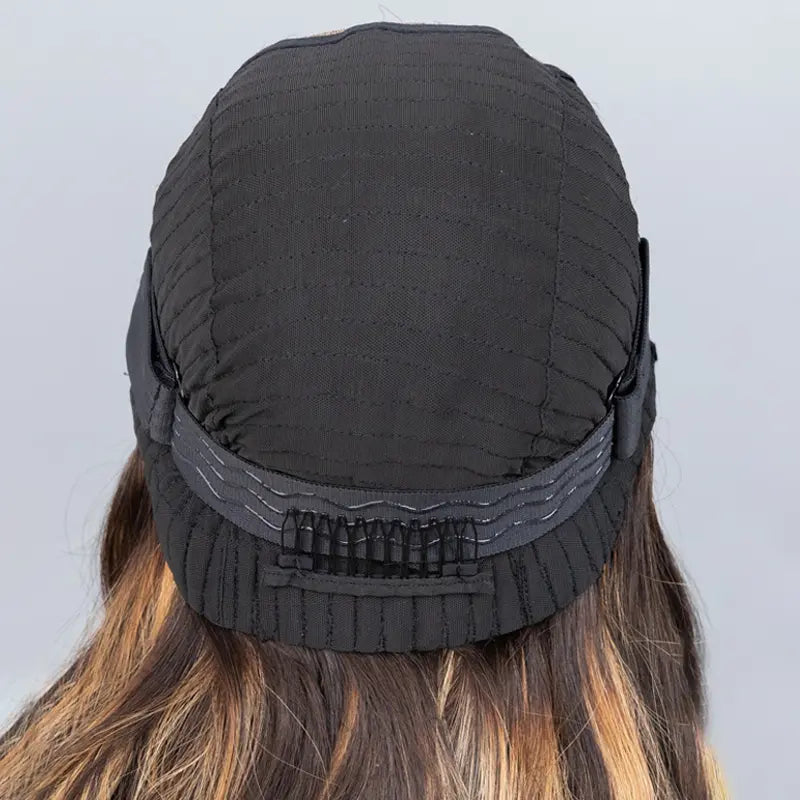 Wear Go Straight 7*5 Lace Front Glueless Human Hair Wig Brown Balayage Highlight Layered Cut Wig With Drawstring Cap for Women