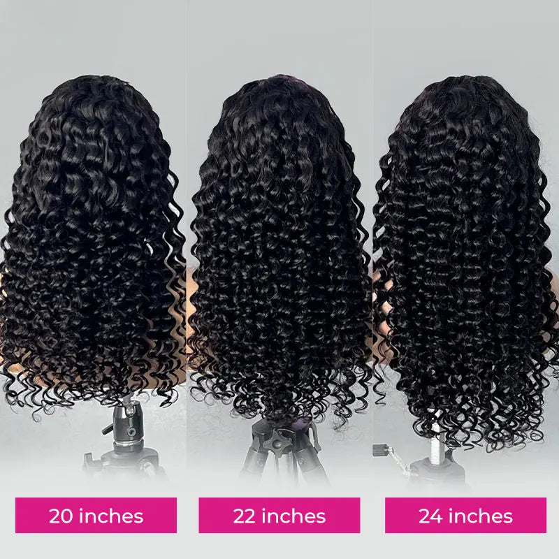 Loose Curly Glueless Drawstring Human Hair Half Wig, Flip‑Over Invisible Hairline for Beginners