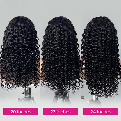 Loose Curly Glueless Drawstring Human Hair Half Wig, Flip‑Over Invisible Hairline for Beginners