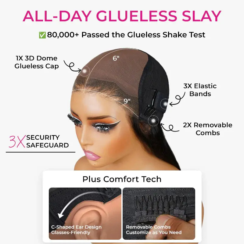 M‑Cap Human Hair Lace Front Wig, Face‑Framing Layered Body Wave With Curtain Bangs, 9x6 Wear‑Go Glueless Frontal Wig, Pre‑Cut HD Lace, Mini Knots for Vacation Hairstyles