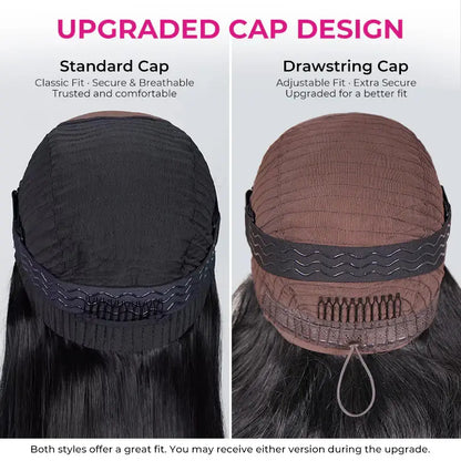 250% Density Wear‑Go 9*6 M‑Cap Straight Glueless Human Hair Wigs, HD Lace Front Wig 180% & 250% Density Pre‑Plucked Tiny Knots Yaki Straight Beginner Friendly With Adjustable Red Elastic Band