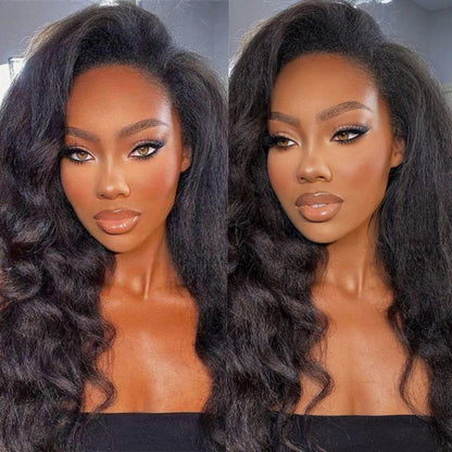 Wear Go Kinky Straight Flip‑Over Half Wig, Invisible Hairline Glueless Human Hair Wig for Beginners
