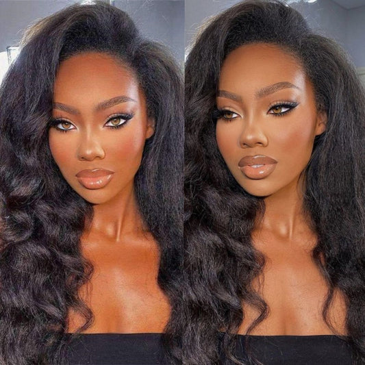 Wear Go Kinky Straight Flip‑Over Half Wig, Invisible Hairline Glueless Human Hair Wig for Beginners