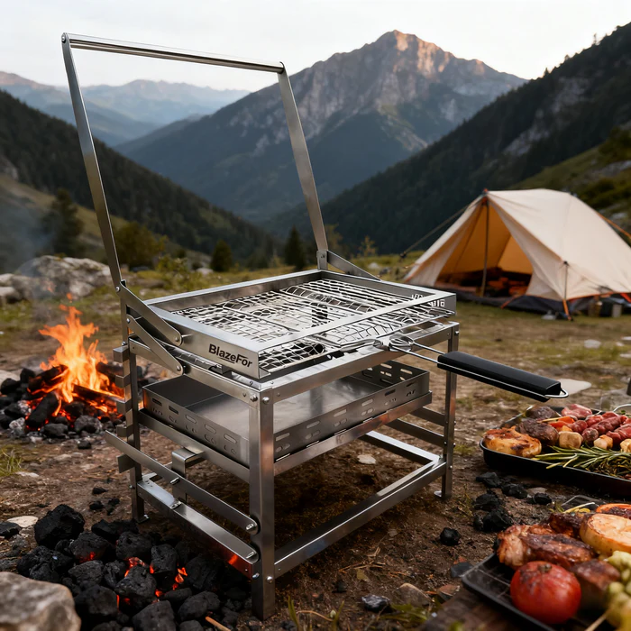 Adjustable Height Rotating Charcoal BBQ Grill – Premium Outdoor Cooker