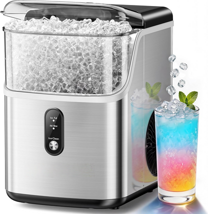 34Lbs Nugget Ice Maker Countertop, 7-Minute Pebble Ice Maker, Self-Cleaning