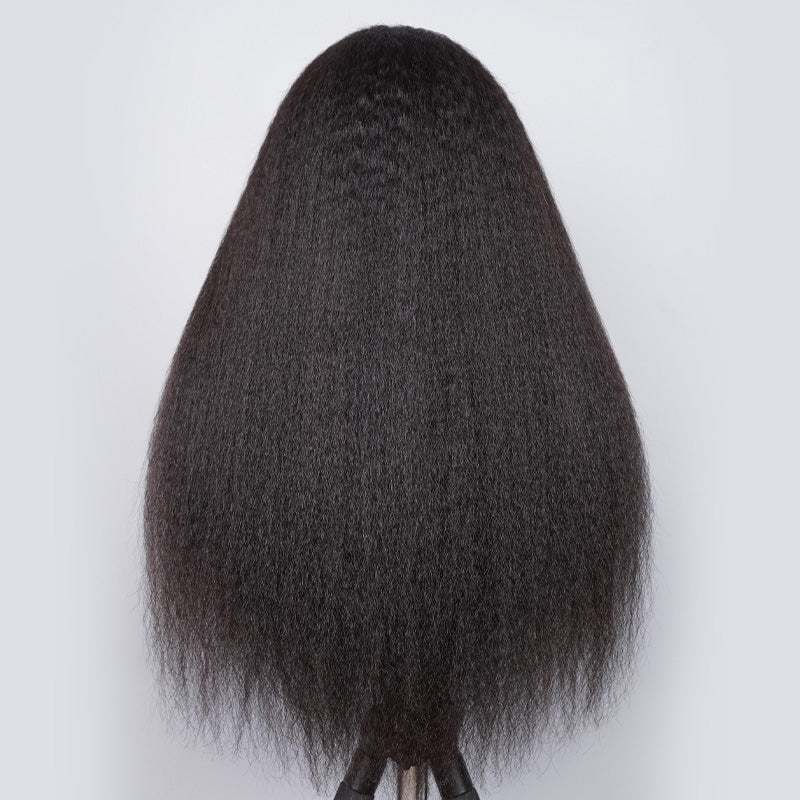 Wear Go Kinky Straight Flip‑Over Half Wig, Invisible Hairline Glueless Human Hair Wig for Beginners