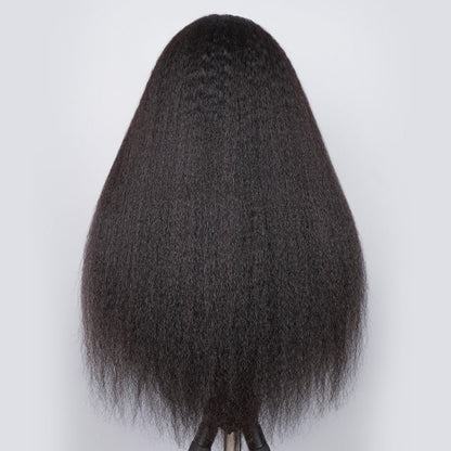Wear Go Kinky Straight Flip‑Over Half Wig, Invisible Hairline Glueless Human Hair Wig for Beginners
