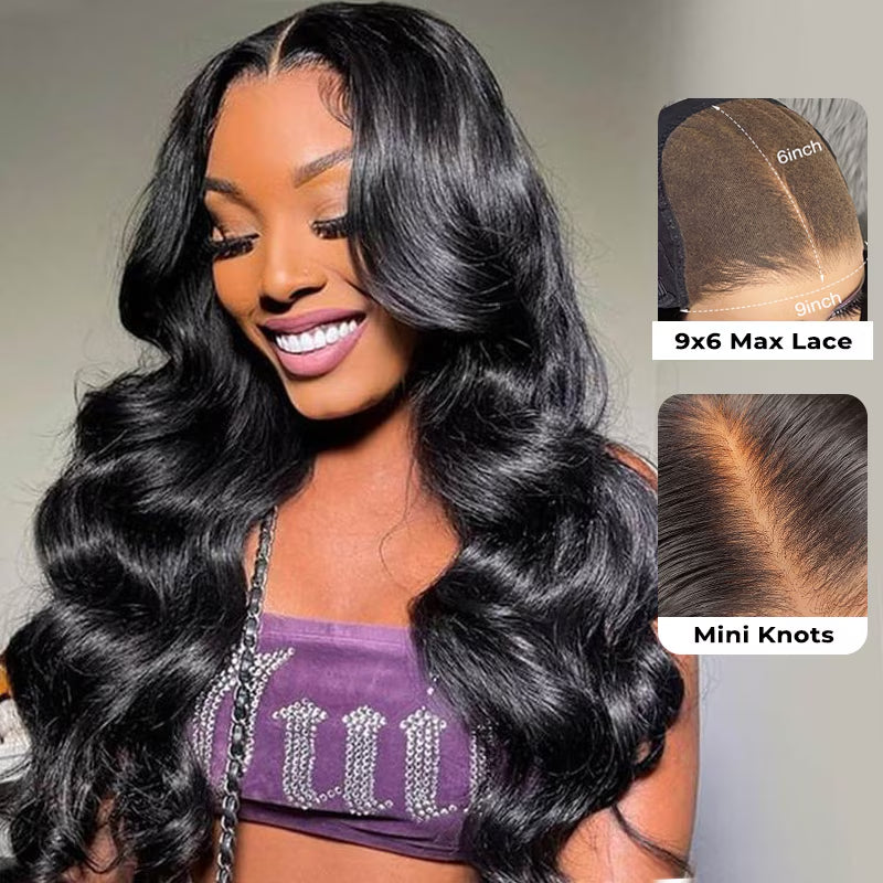 M‑Cap 9x6 Body Wave Wear Go Glueless Human Hair Wig, Pre‑Bleached Tiny Knots HD Lace