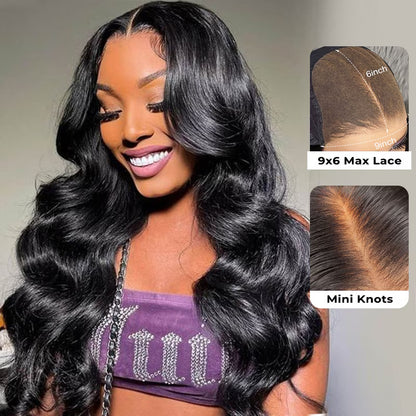 M‑Cap 9x6 Body Wave Wear Go Glueless Human Hair Wig, Pre‑Bleached Tiny Knots HD Lace
