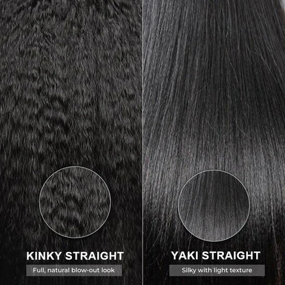 Wear Go Kinky Straight Flip‑Over Half Wig, Invisible Hairline Glueless Human Hair Wig for Beginners