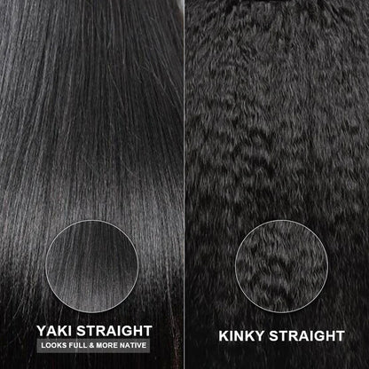 Wear Go Yaki Straight Drawstring Flip‑Over Half Wig, InvisiFit Strap Invisible Hairline Glueless Human Hair Wig