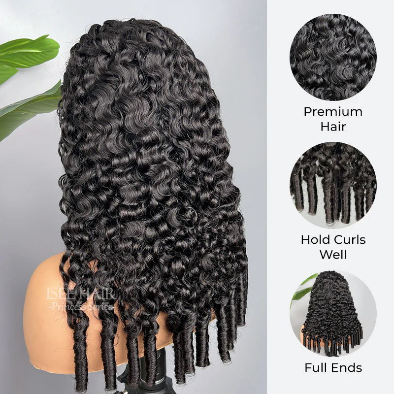 Burmese Curly Half Wig, InvisiFit Strap Human Hair Glueless Wig for Beginners