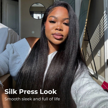 Wear Go Kinky Straight Flip‑Over Half Wig, Invisible Hairline Glueless Human Hair Wig for Beginners