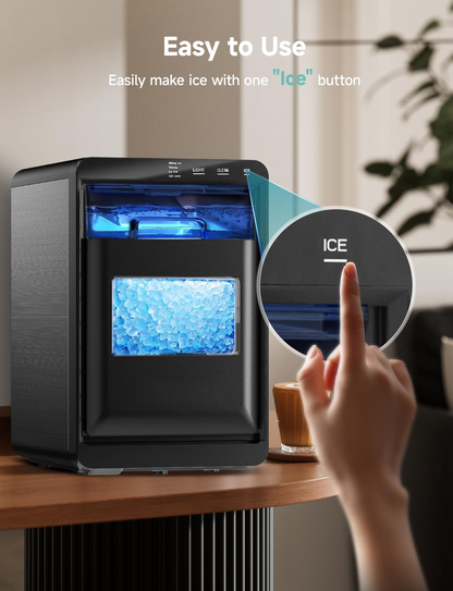 40Lbs Nugget Ice Maker, Ready in 7–10 Mins, Self-Cleaning Pebble Ice Machine