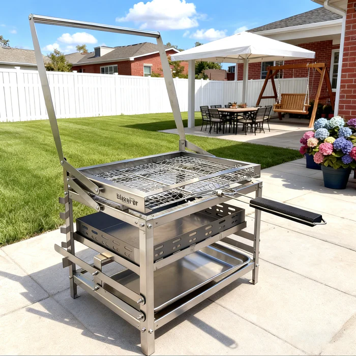 Adjustable Height Rotating Charcoal BBQ Grill – Premium Outdoor Cooker