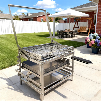 Adjustable Height Rotating Charcoal BBQ Grill – Premium Outdoor Cooker