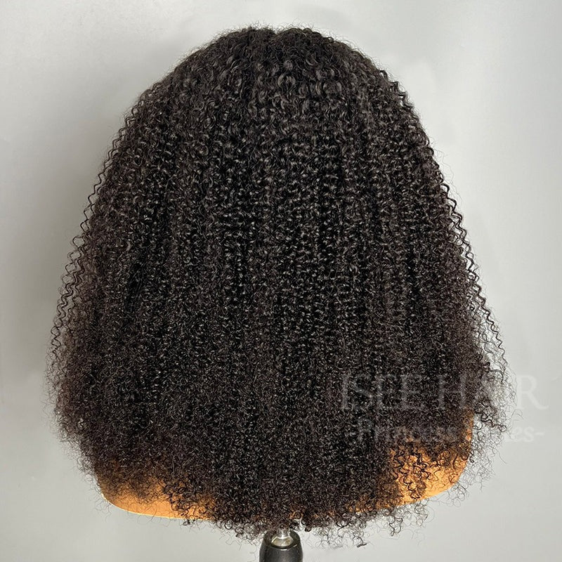 Wear Go Afro Curly Drawstring Flip‑Over Half Wig, InvisiFit Strap Real Invisible Hairline Glueless Human Hair Wig