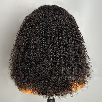 Wear Go Afro Curly Drawstring Flip‑Over Half Wig, InvisiFit Strap Real Invisible Hairline Glueless Human Hair Wig
