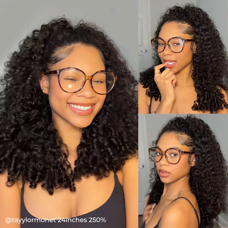 Burmese Curly Half Wig, InvisiFit Strap Human Hair Glueless Wig for Beginners