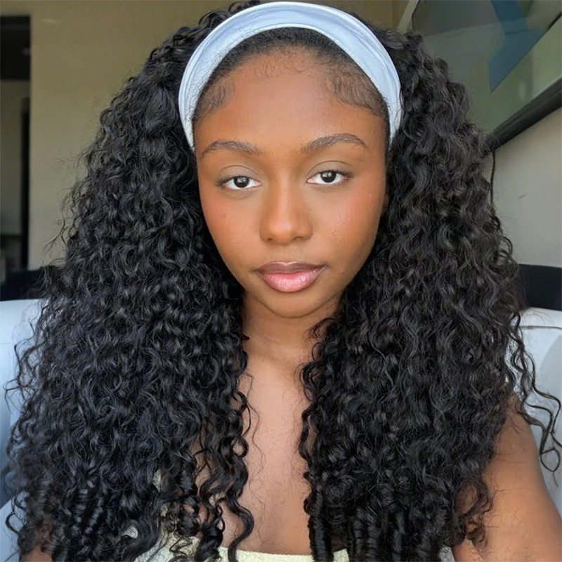 Burmese Curly Half Wig, InvisiFit Strap Human Hair Glueless Wig for Beginners