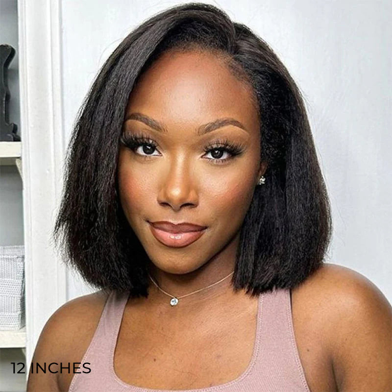Wear Go Kinky Straight Flip‑Over Half Wig, Invisible Hairline Glueless Human Hair Wig for Beginners