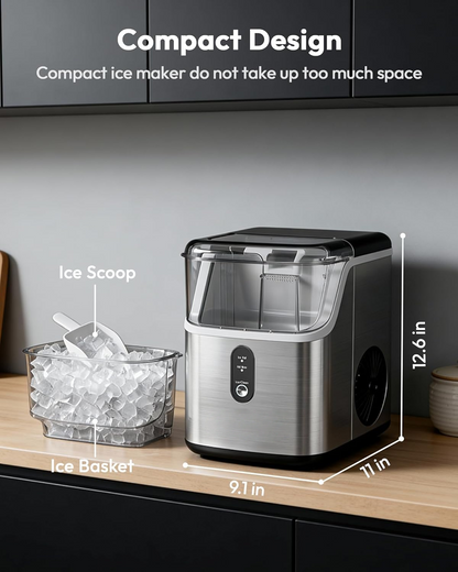 34Lbs Nugget Ice Maker Countertop, 7-Minute Pebble Ice Maker, Self-Cleaning