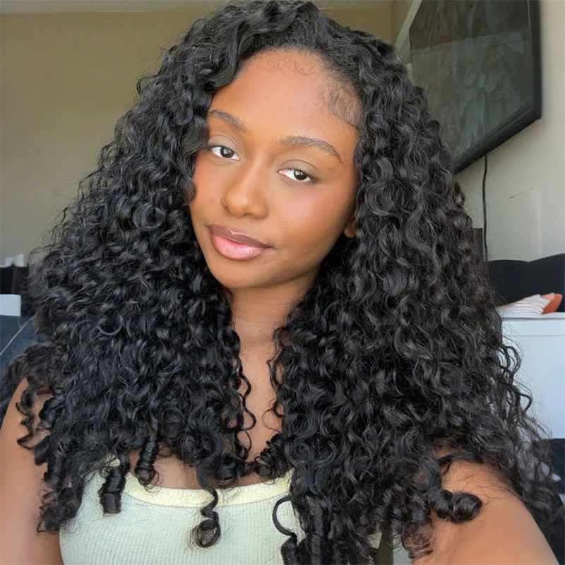 Burmese Curly Half Wig, InvisiFit Strap Human Hair Glueless Wig for Beginners