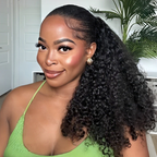 Coily Curly Half Wig, Seamless Kinky Curly Flip Over Wig for Beginners