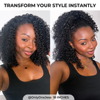 Coily Curly Half Wig, Seamless Kinky Curly Flip Over Wig for Beginners