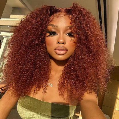 Wear‑Go Kinky Curly Glueless Human Hair Wigs, 6*4 HD Lace Front Wig Pre‑Plucked Tiny Knots Curly Glueless Wig for Beginners