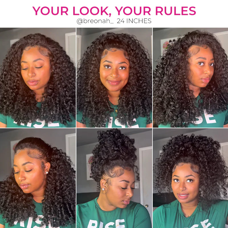 Burmese Curly Half Wig, InvisiFit Strap Human Hair Glueless Wig for Beginners