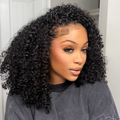Coily Curly Half Wig, Seamless Kinky Curly Flip Over Wig for Beginners